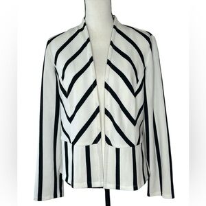 Chico’s Black & White Striped Open-Front Blazer, Chico’s Size 1